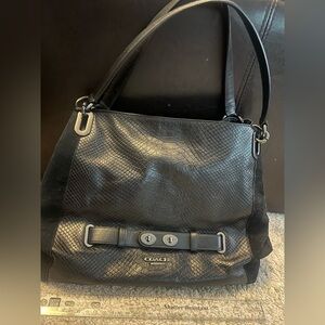 Coach Blake Black Leather and Suede Shoulder Bag